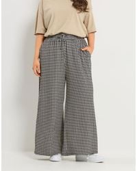 Yours Clothing - Gingham Wide Leg Trousers - Lyst