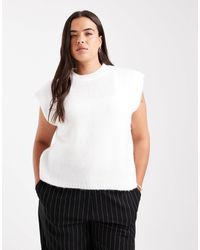ASOS - Asos Design Curve Knit Boxy Shoulder Detail Tank Top - Lyst