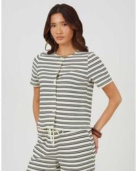 Brave Soul - Textured Jersey Stripe Short Sleeve Top - Lyst