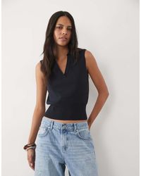 New Look - Polo Collar Compact Knit Singlet - Lyst