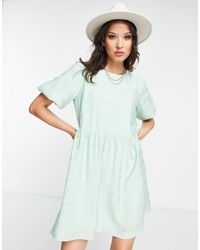 Vila - Short Sleeve Mini Smock Dress - Lyst