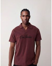 ASOS - Super Heavyweight Regular Fit Polo With Text Graphic - Lyst