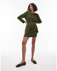 TOPSHOP - Mini-jupe d'ensemble en maille compacte - olive - Lyst