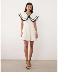 Sister Jane - Oversized Collar Puff Sleeve Mini Dress With Detachable Beaded Bow - Lyst