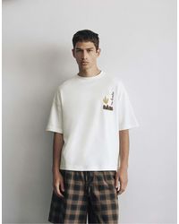 Pull&Bear - T-shirt à manches longues et imprimé graphique - cassé - Lyst