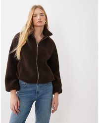 New Look - Zip Through Borg Bomber Jacket - Lyst