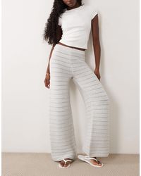 ASOS - Pantalon large d'ensemble en maille au crochet - écru - Lyst