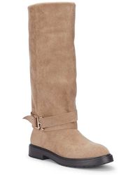 SEQWL - Knee High Boots With Low Block Heel And Buckle Ankle Strap - Lyst
