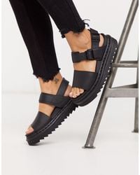 dr martens zuma flat chunky leather boots in black