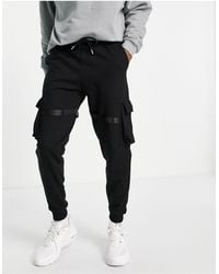 ASOS Utility Cargo joggers With Multi Pockets & Strapping - Black
