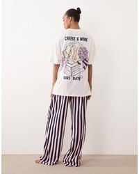 ASOS - Asos Design Tall Cheese & Wine Graphic Short Sleeve Top And Pants Pyjama Set - Lyst