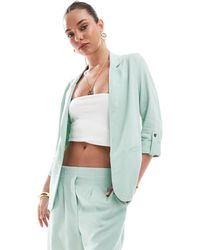 Vero Moda - Blazer habillé d'ensemble en tissu aspect lin - sauge - Lyst