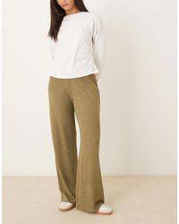 ASOS - Supersoft Brushed Rib Knit Wide Leg Pants - Lyst