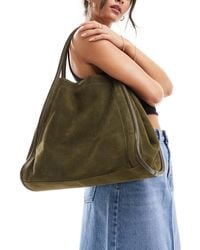 ASOS - Suede Tote Bag With Tubular Piping - Lyst