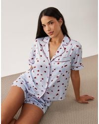 Abercrombie & Fitch - – kurzärmliges pyjama-hemd aus satin - Lyst