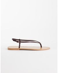 Mango - 100% Leather Strappy Flat Sandals - Lyst