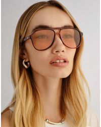 Le Specs - Tragic Magic Honey Tort Aviator Sunglasses With Yellow Lens - Lyst