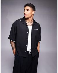 ASOS - Recht Oversized Overhemd Met Reverskraag En Borduursel Op De Borst - Lyst