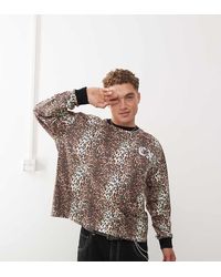 Collusion - T-Shirt Oversize A Maniche Lunghe Con Stampa Leopardata E Motivo Grafico - Lyst