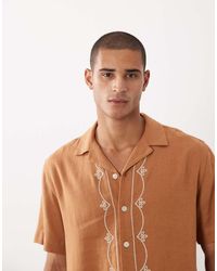 Abercrombie & Fitch - Linen Rich Embroidered Short Sleeve Resort Shirt - Lyst