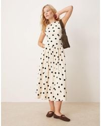 Abercrombie & Fitch - High Neck Drop Waist Midi Dress - Lyst