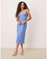 Motel - Elayna Chiffon Stripe Midi Dress - Lyst
