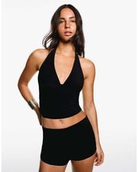 Bershka - – gerafftes neckholder-oberteil - Lyst