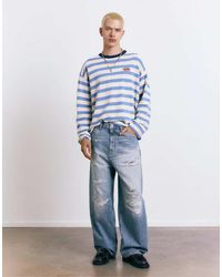 Pull&Bear - Jeans Super Ampi Con Strappi Indaco Pallido - Lyst