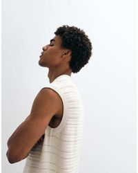 ASOS - Chaleco De Punto Holgado Con Textura Acanalada En-Blanco - Lyst