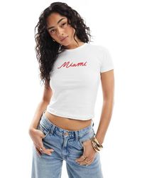 JJXX - Camiseta Blanca Con Diseño Encogido Y Estampado "Miami" De - Lyst