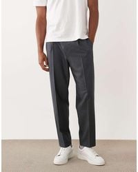 ASOS - Tailored Pleated Denim Look Relaxed Tapered Trousers - Lyst