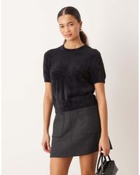 Mango - Fluffy Short Sleeve Knitted Top - Lyst