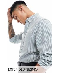 ASOS - Camisa De Vestir A Rayas Verdes De Corte Estándar De Sirsaca Texturizada De - Lyst