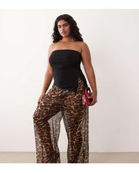 ASOS - Asos Design Curve Sheer Animal Print Beach Trouser - Lyst