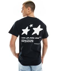 ASOS - T-shirt oversize nera con stampa di stelle sul petto e sulla schiena - Lyst