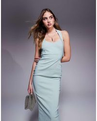Vesper - Bengaline Scoop Neck Halterneck Bodycon Midaxi Dress - Lyst