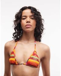 I.AM.GIA - Ava Halterneck Diamante Logo Striped Bikini Top - Lyst
