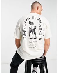 SELECTED - T-shirt oversize avec imprimé basketball au dos - beige - Lyst