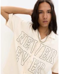 Pull&Bear - Overhemd Met Korte Mouwen En Geborduurde Slogan - Lyst