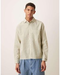 Pompeii UK - Pompeii Micro Check Long Sleeve Linen Shirt - Lyst