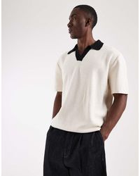 Jack & Jones - Open Neck Polo Knit With Contrast Collar - Lyst