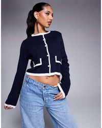 ASOS - Compact Cardigan With Contrast Tipping - Lyst