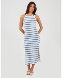 Brave Soul - Striped Sleeveless Knit Look Maxi Dress - Lyst