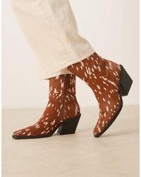 ASOS - Elixir Pony Leather Western Studded Ankle Boots - Lyst