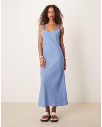 ASOS - – asymmetrisches maxikleid im leinen-look - Lyst