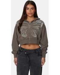 Good For Nothing - Cropped Zip Hoodie With Graphic Print - Lyst