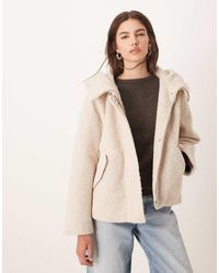 Jdy - Giacca Effetto Lana Color Pietra Con Cappuccio - Lyst