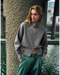 Pull&Bear - Strickjacke mit reißverschluss und stehkragen - Lyst