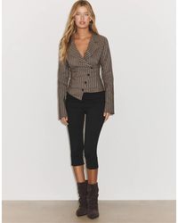 Stradivarius - Striped V-Neck Shirt - Lyst
