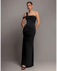 Goddiva - One Shoulder Asymmetric Twist Maxi Dress - Lyst